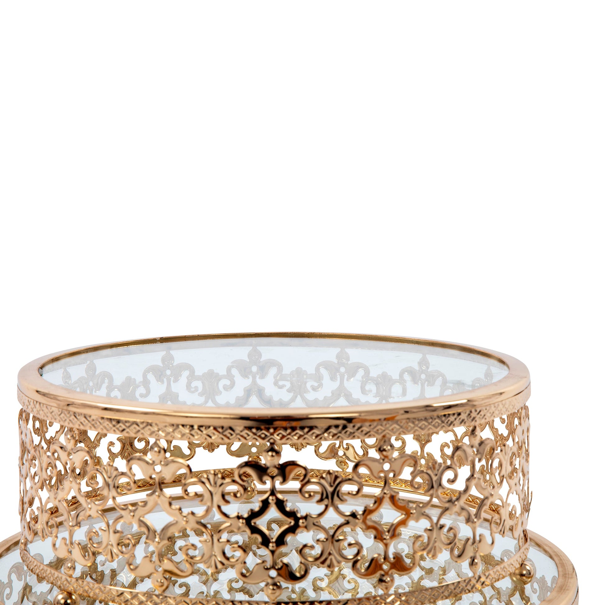 3 pc/set Luxe Round Cake Display Stands - Gold - CV Linens