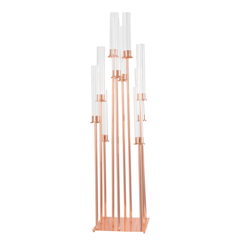 48" Tall 10 Arm Candle Holder Candelabra Centerpiece - Rose Gold - CV Linens