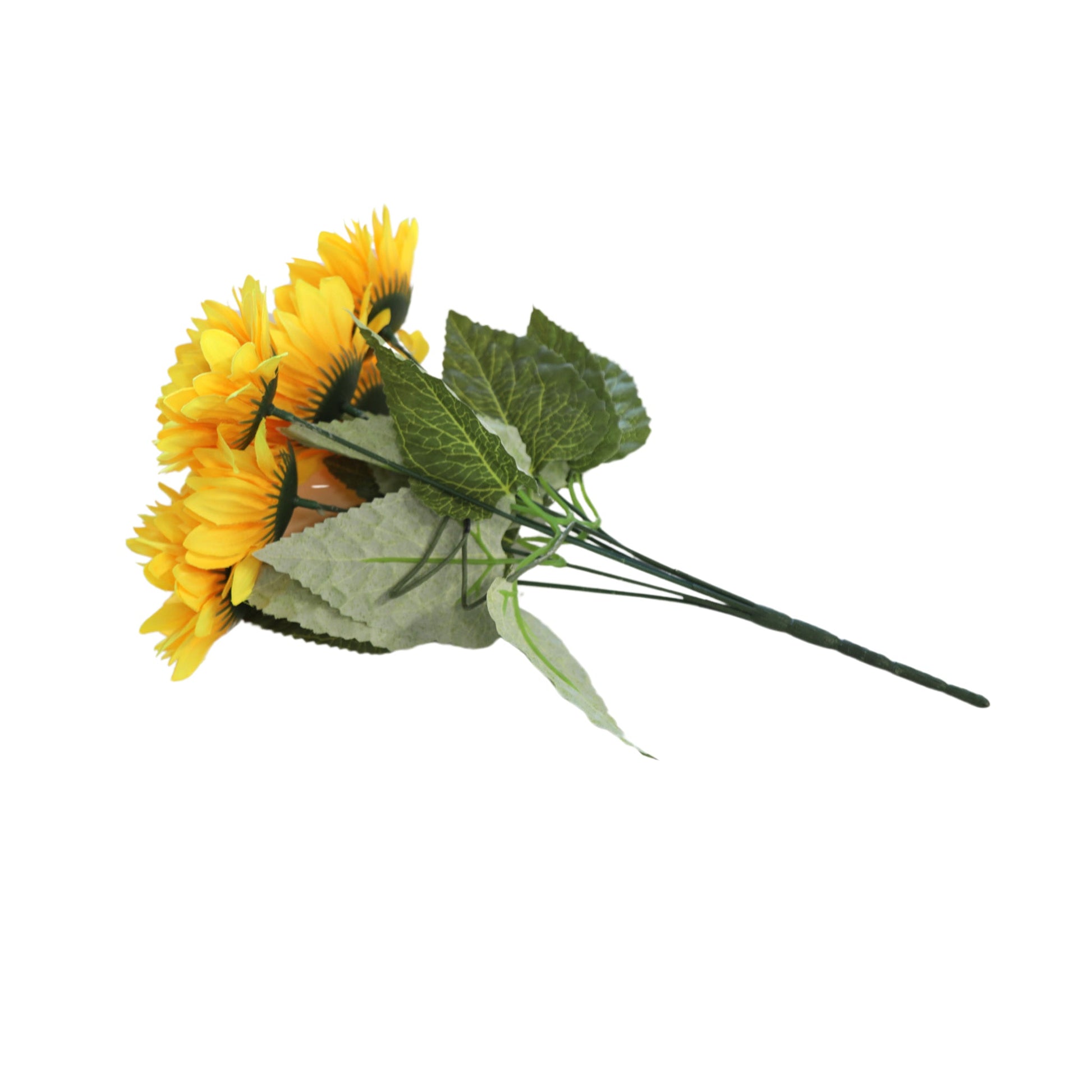4 Bundles of Artificial Sunflower Stems (28 heads) - Yellow
