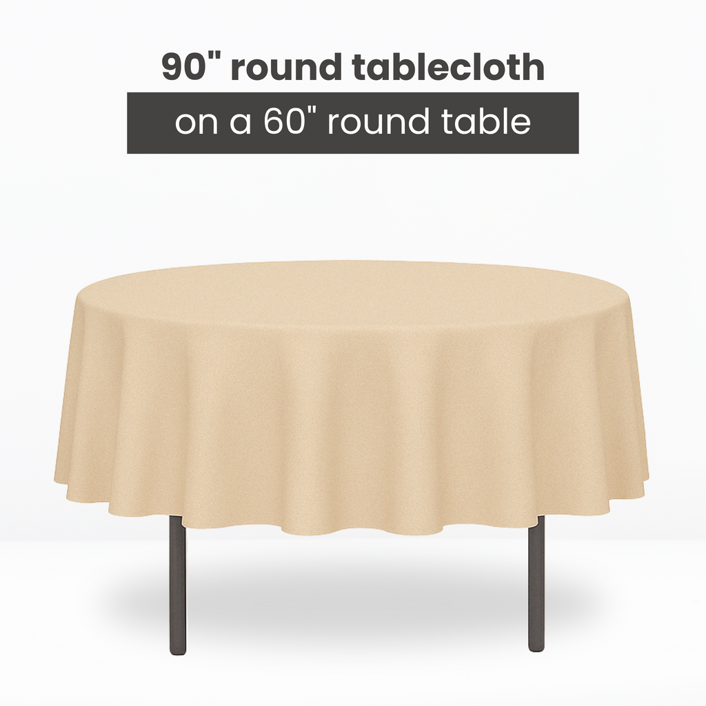 Premium Polyester 90" Round Tablecloth - Light Ivory/Off White - CV Linens