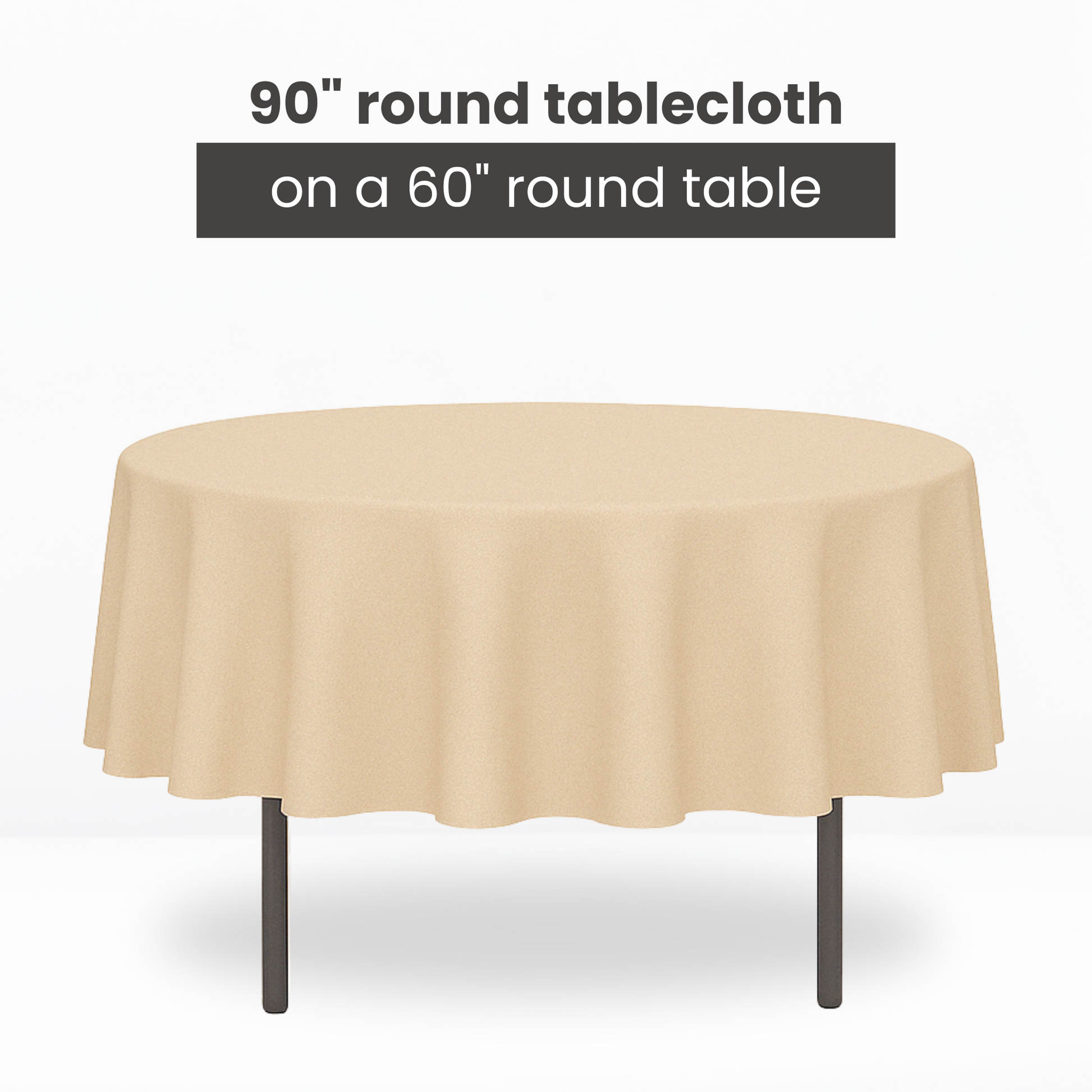 Premium Polyester 90" Round Tablecloth - Light Ivory/Off White - CV Linens