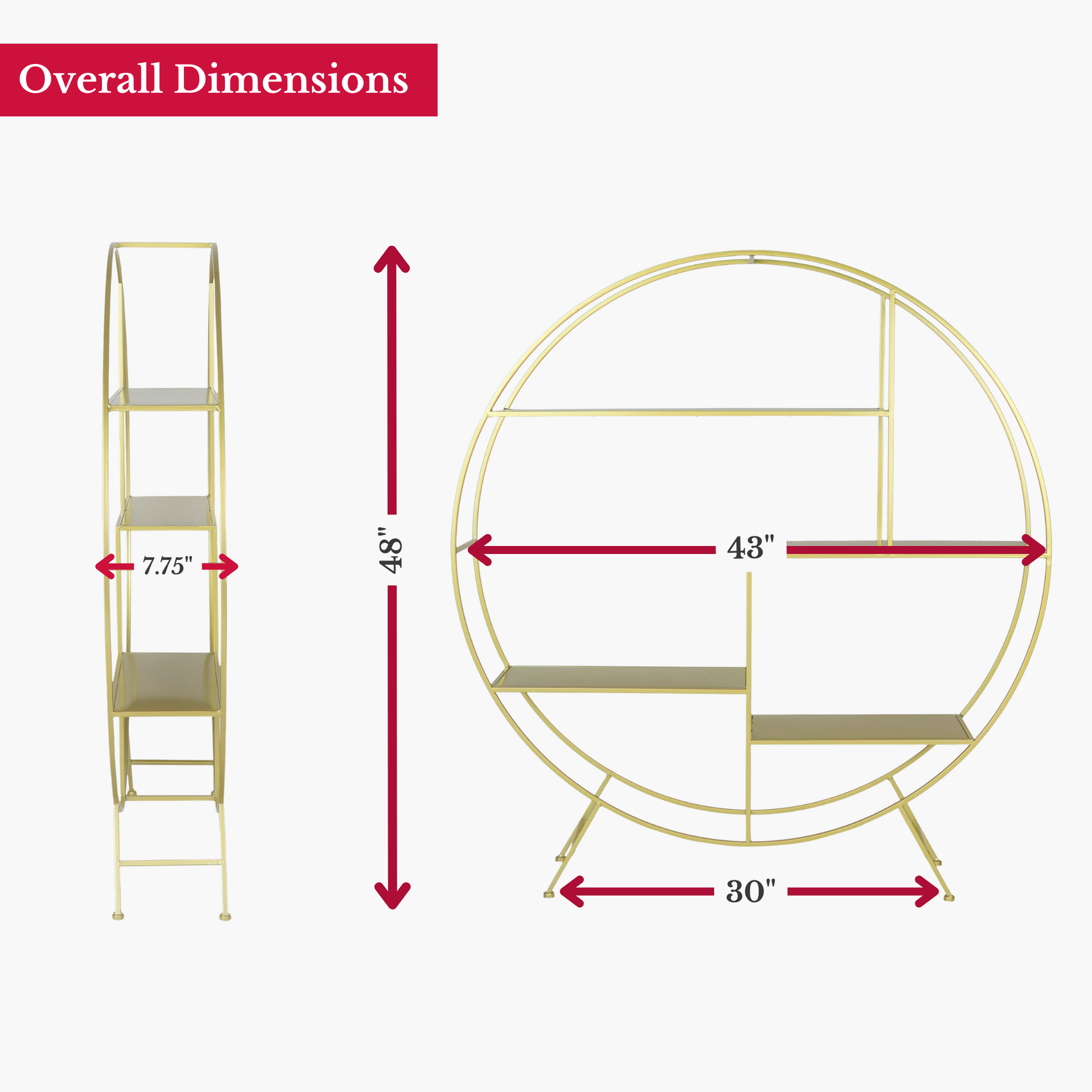 4 ft Round Metal Dessert Display Stand - Gold