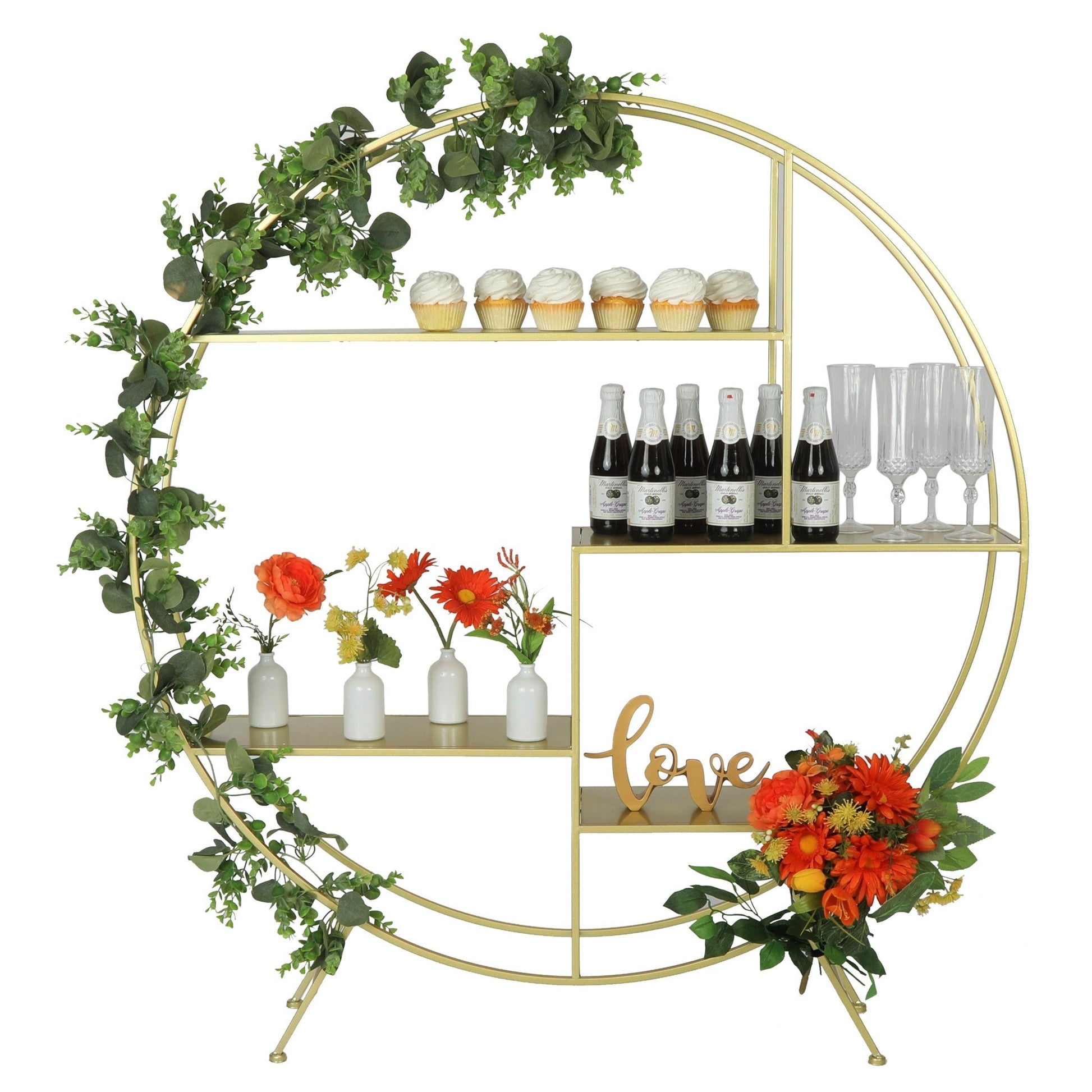 4 ft Round Metal Dessert Display Stand - Gold