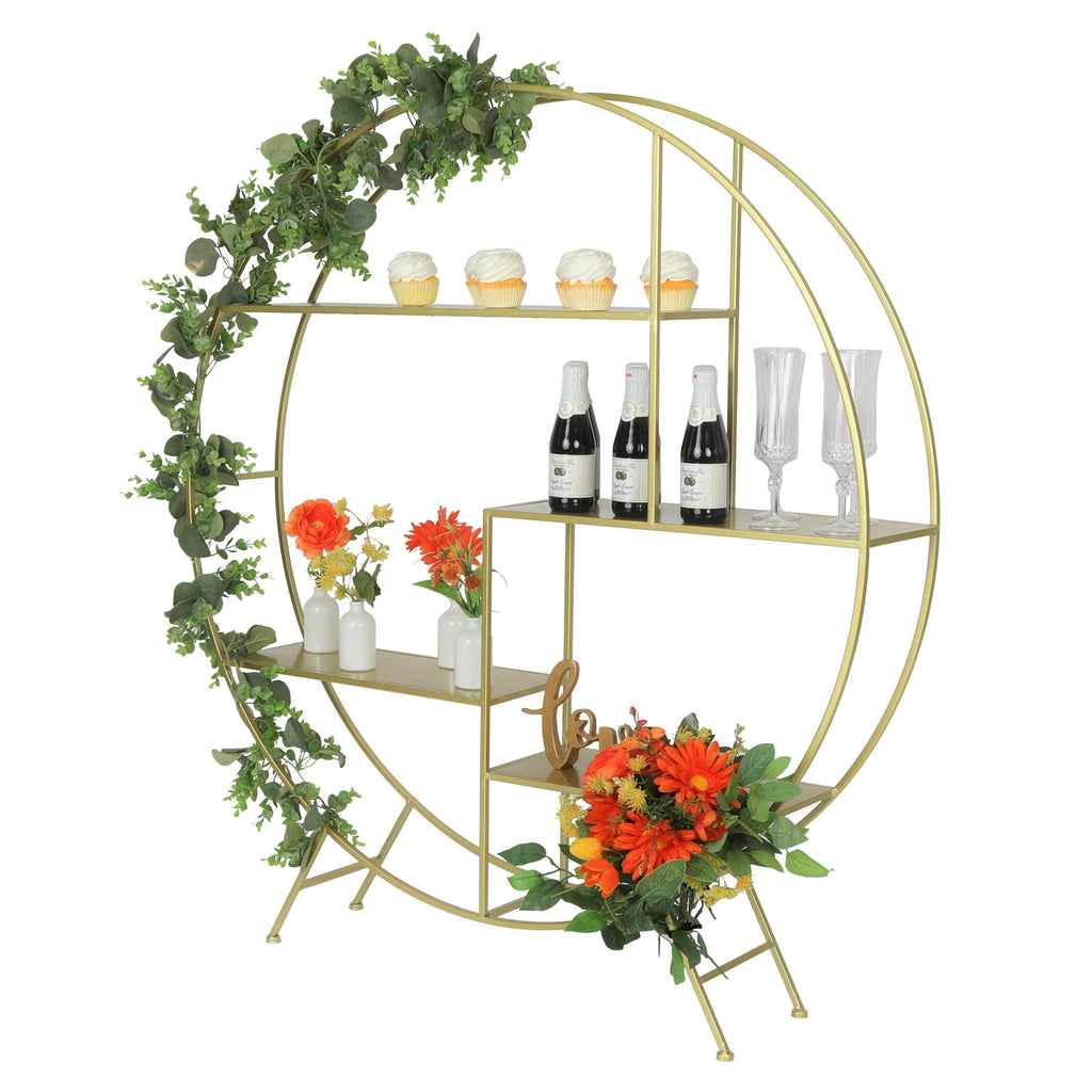 4 ft Round Metal Dessert Display Stand - Gold