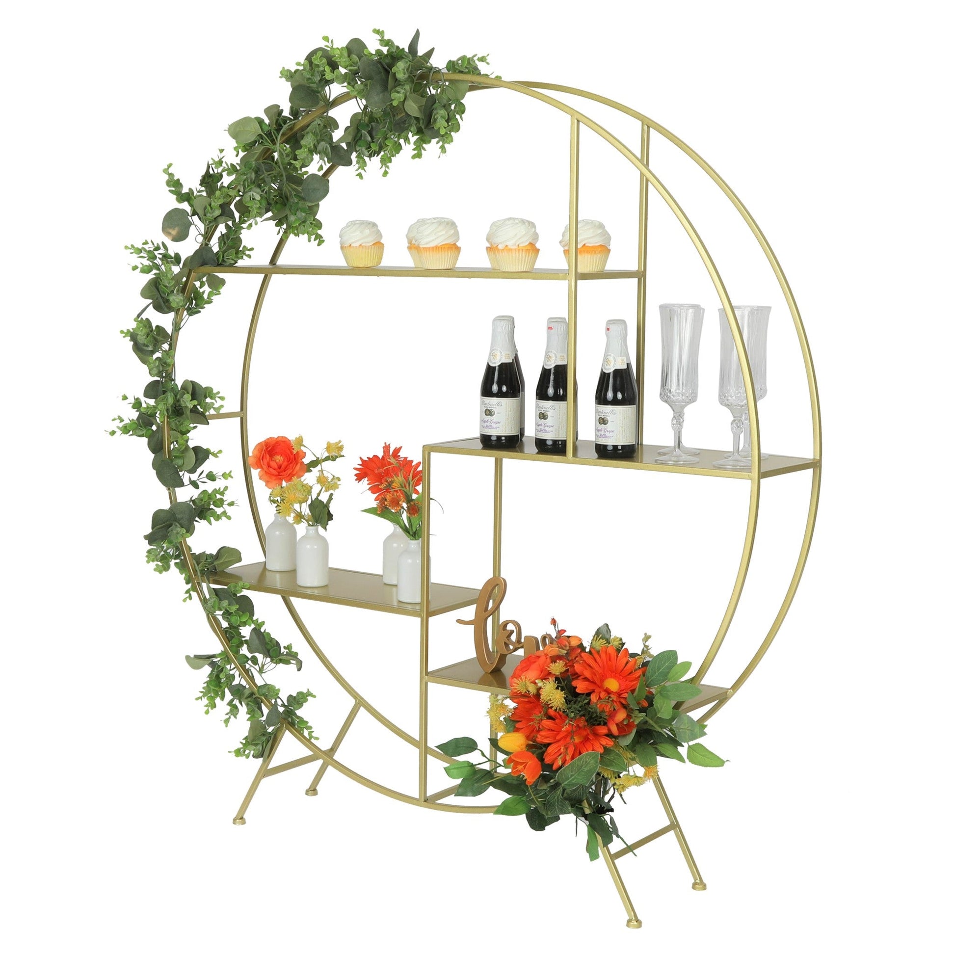 4 ft Round Metal Dessert Display Stand - Gold