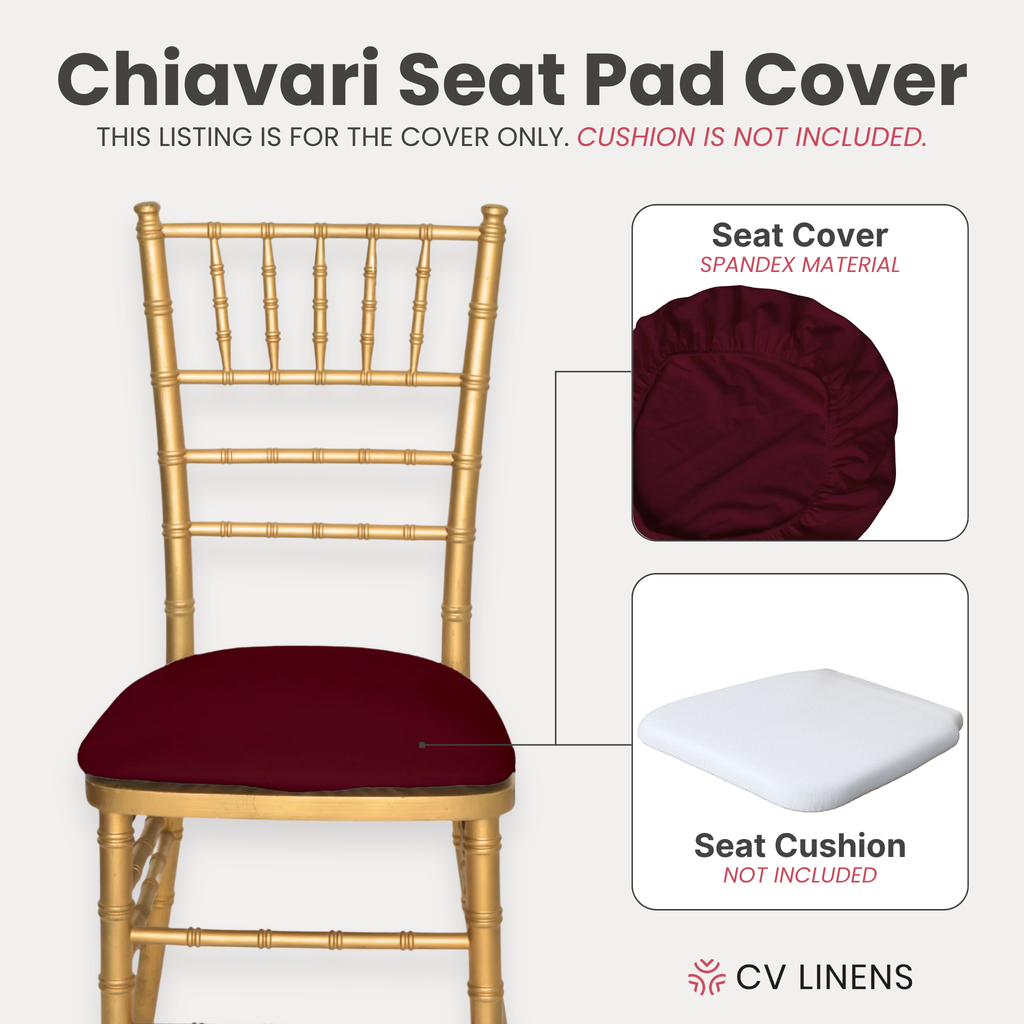 5 pcs/pk Spandex Chiavari Seat Pad Cover - Burgundy
