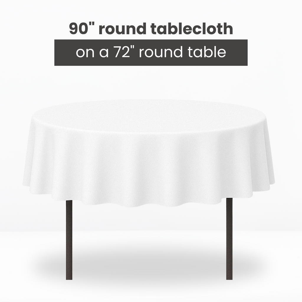 Premium Polyester 90" Round Tablecloth - Light Ivory/Off White - CV Linens