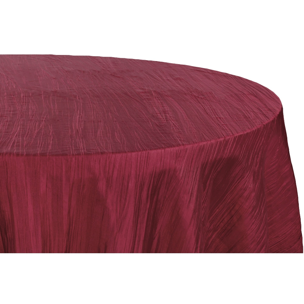 Accordion Crinkle Taffeta 120" Round Tablecloth - Burgundy - CV Linens