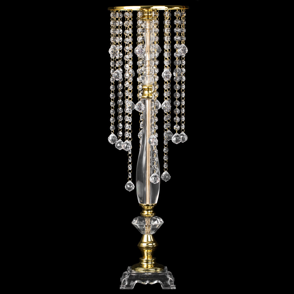 Acrylic Crystal Drop Centerpiece - Gold - CV Linens