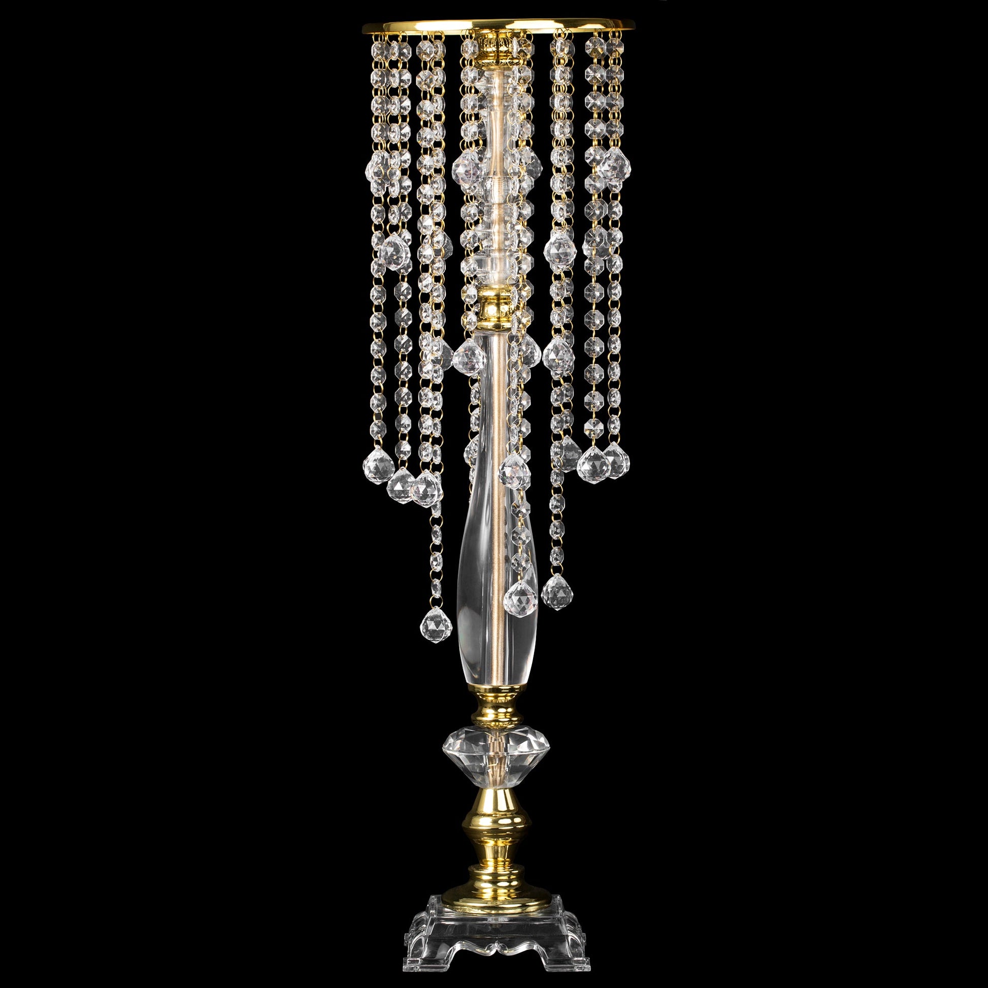 Acrylic Crystal Drop Centerpiece - Gold - CV Linens