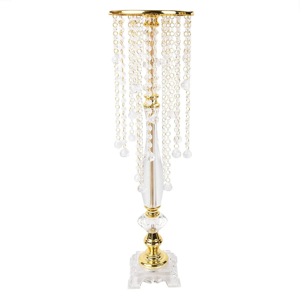 Acrylic Crystal Drop Centerpiece - Gold - CV Linens