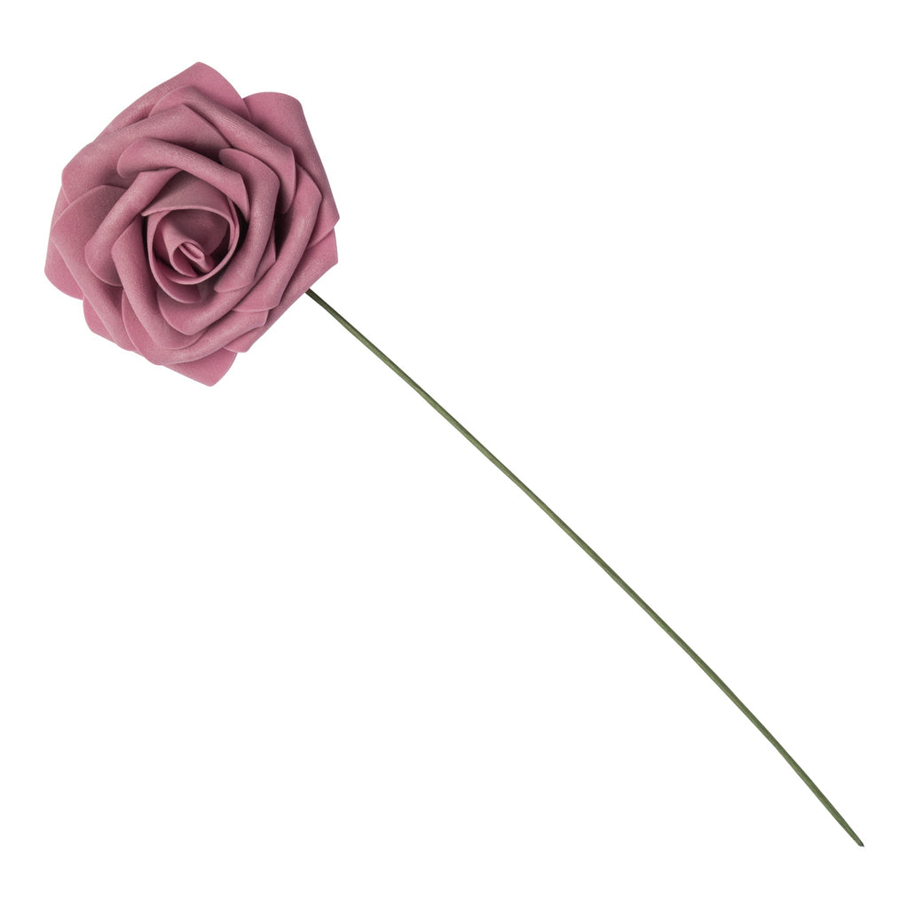 Artificial DIY Foam Rose Stems (50 pcs) - Mauve/Dusty Rose - CV Linens