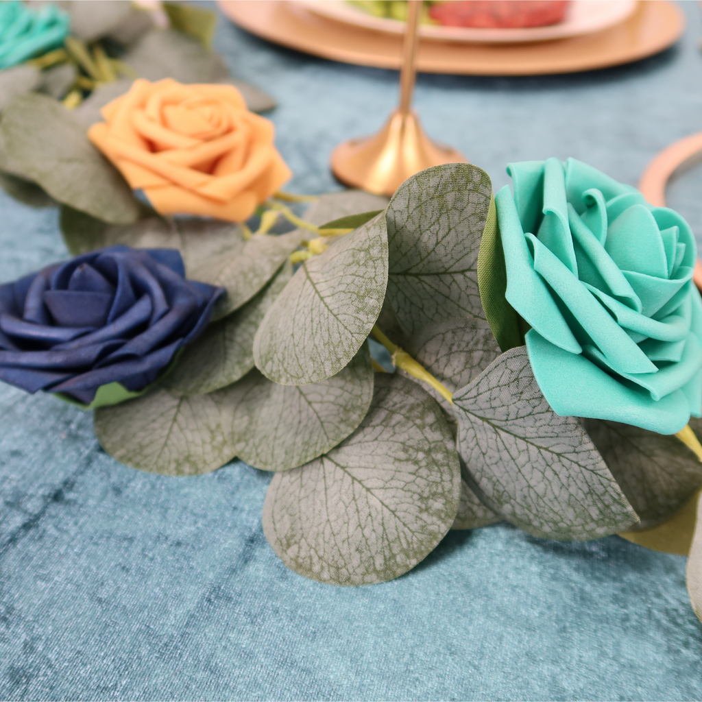Artificial DIY Foam Rose Stems (50 pcs) - Navy Blue