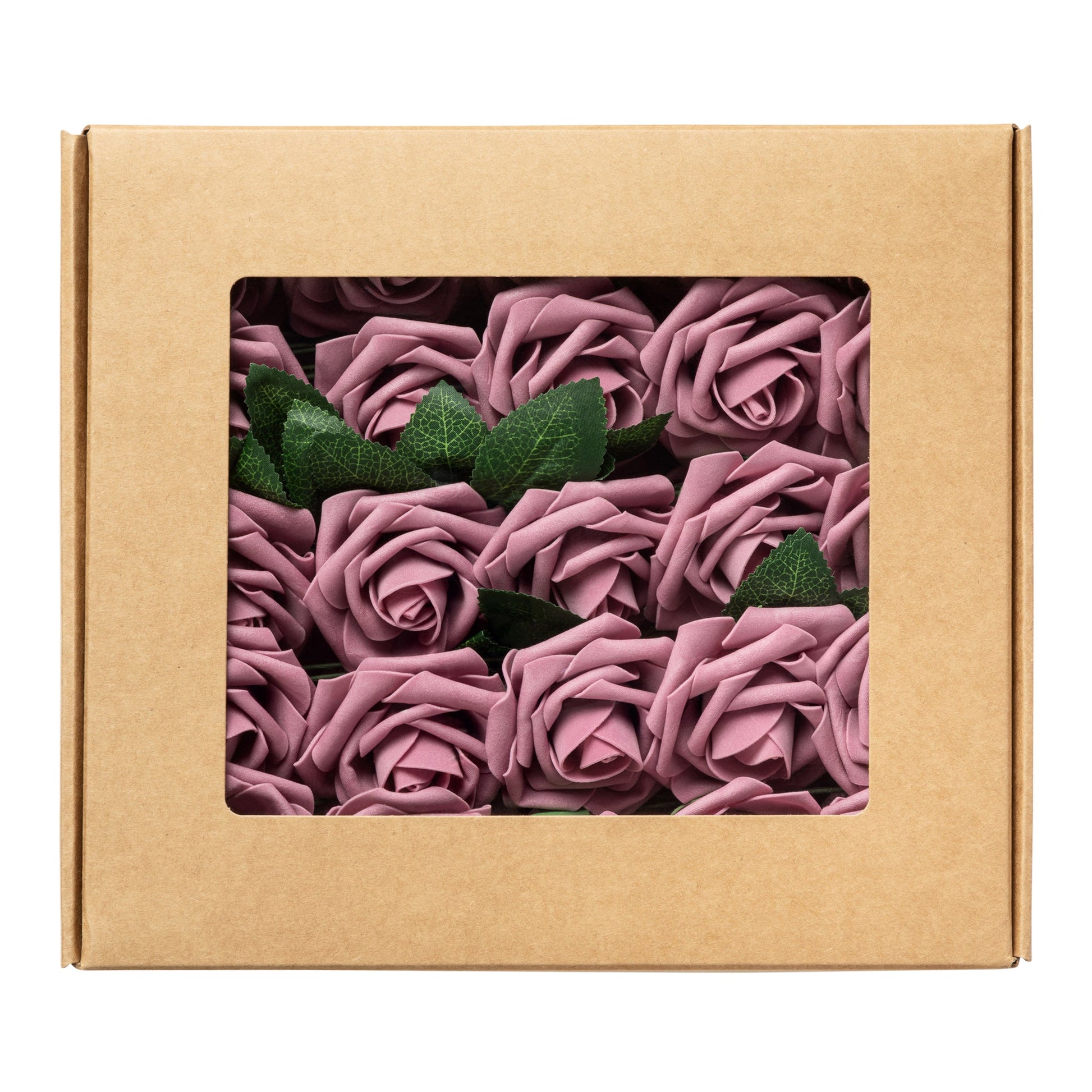 Artificial DIY Foam Rose Stems (50 pcs) - Mauve/Dusty Rose - CV Linens