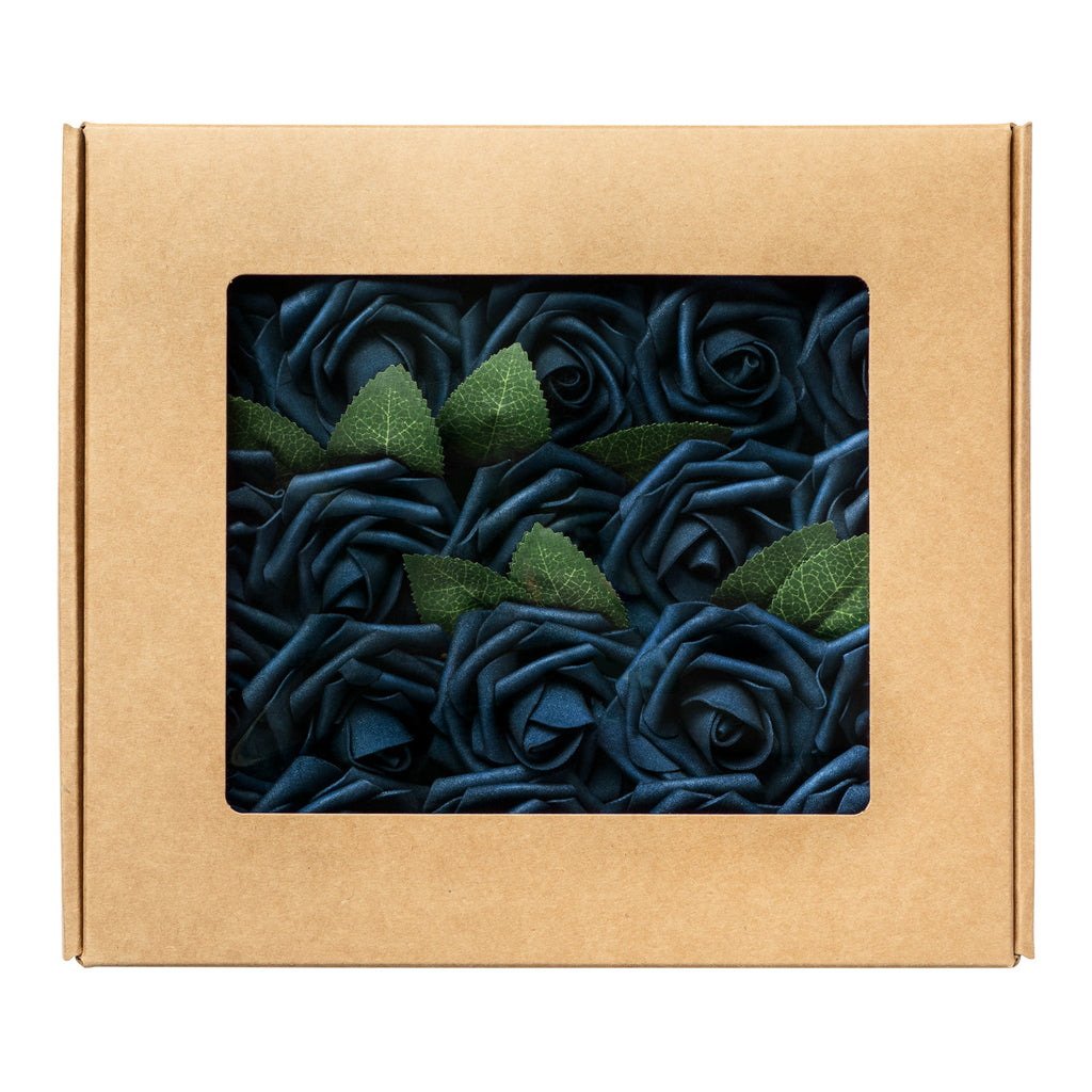 Artificial DIY Foam Rose Stems (50 pcs) - Navy Blue - CV Linens
