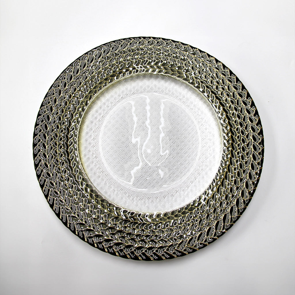 Black Braided Rim Glass Charger Plate