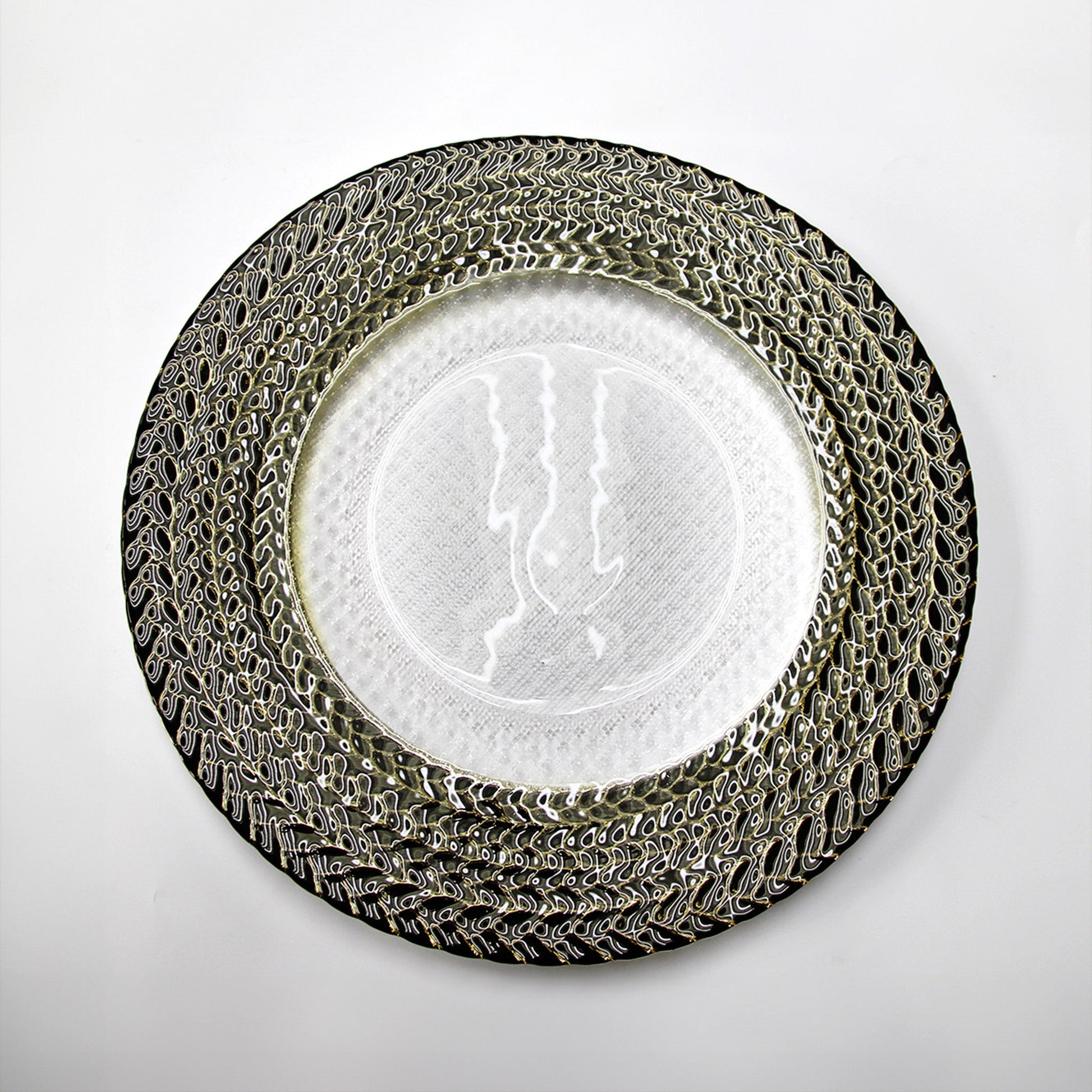 Black Braided Rim Glass Charger Plate