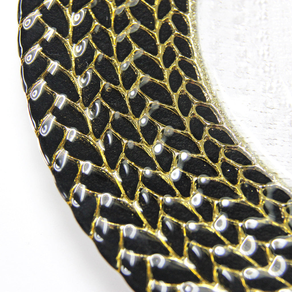 Black Braided Rim Glass Charger Plate