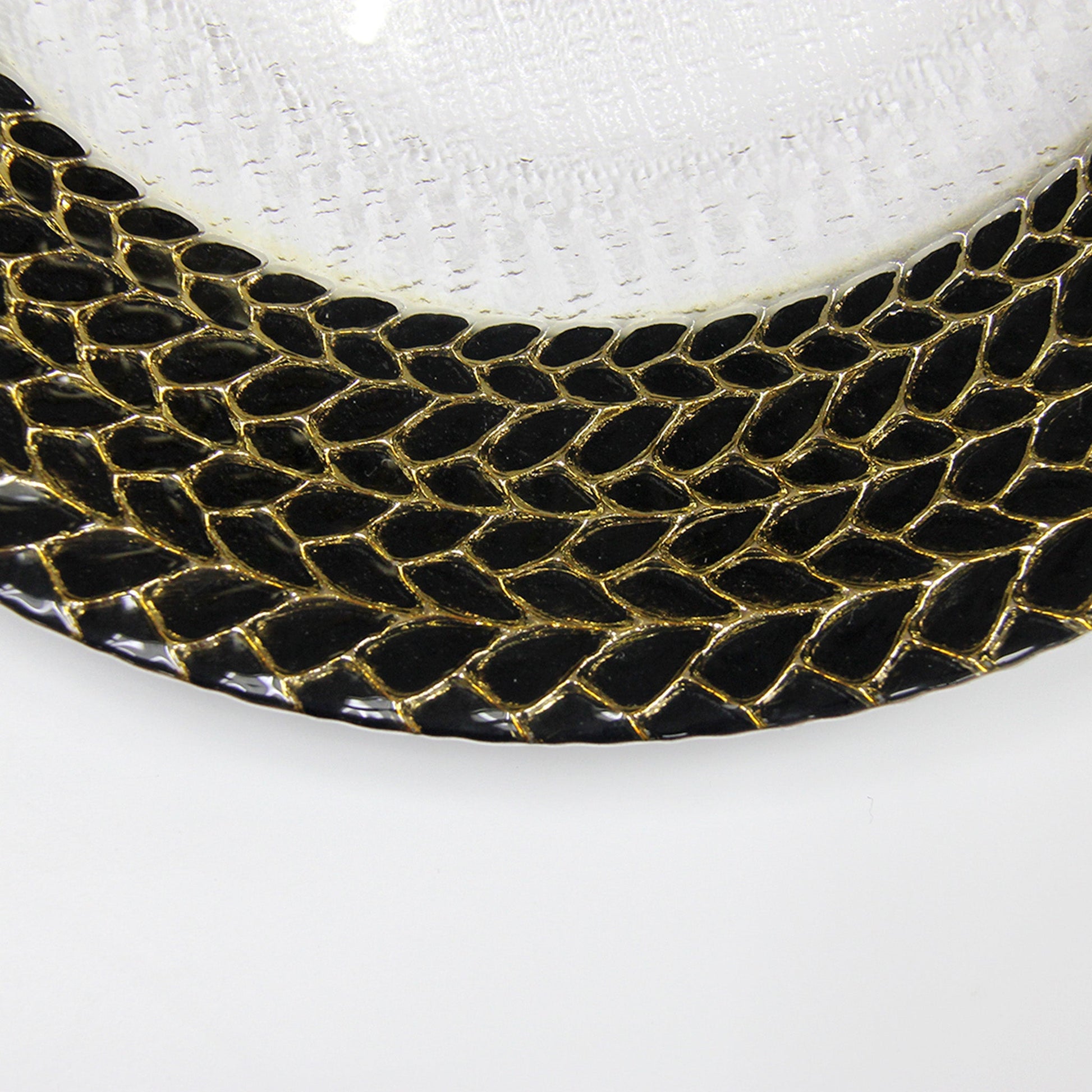 Black Braided Rim Glass Charger Plate