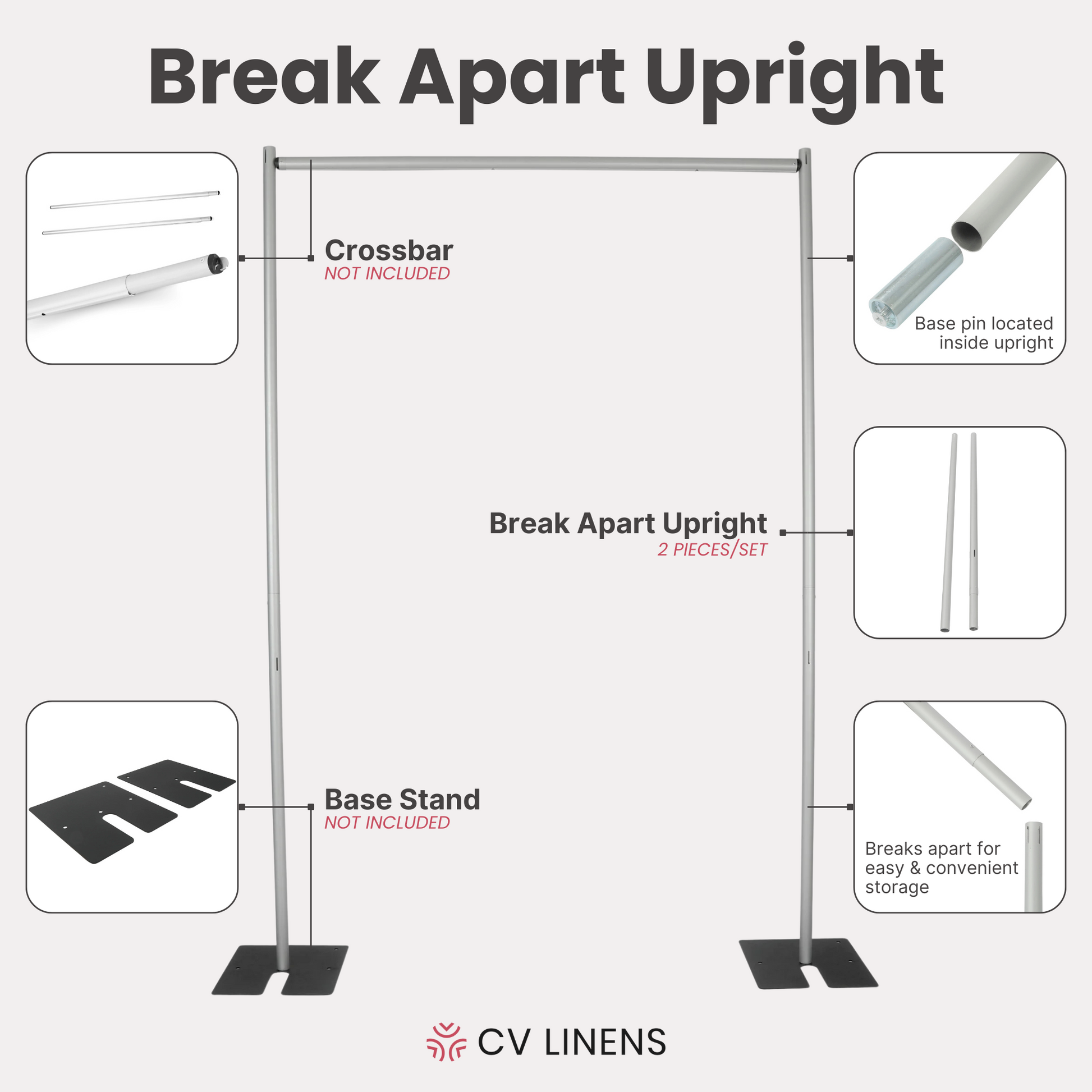10ft Tall Break Apart Upright (2pcs/set) - CV Linens