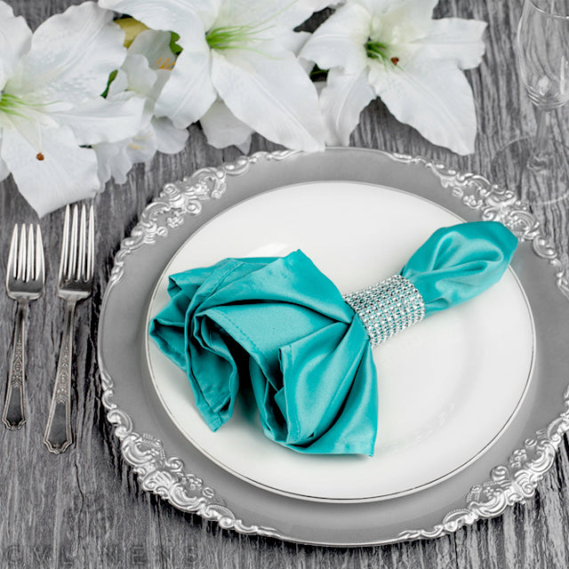 Lamour Satin Napkin 20"x20" - Turquoise - CV Linens
