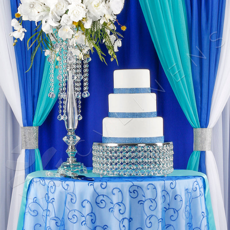 Acrylic Crystal Drop Centerpiece - Silver - CV Linens