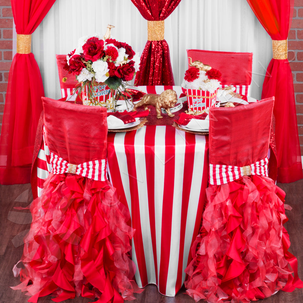 Stripe Spandex Chair Band - Red & White - CV Linens
