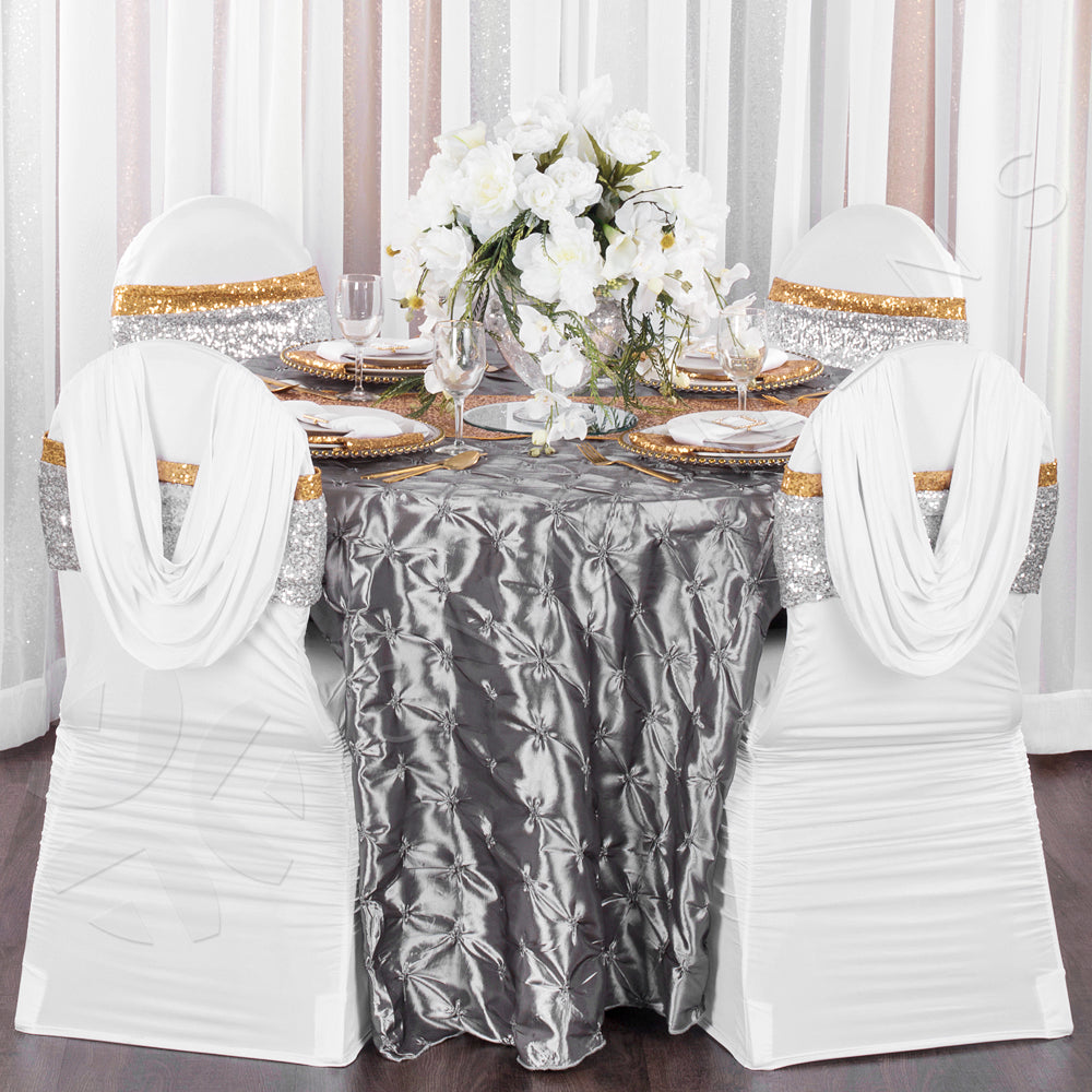 120" Pinchwheel Round Tablecloth - Silver - CV Linens