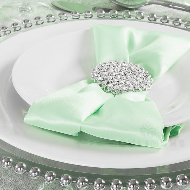 Flower Brooch Rhinestone Chair Pin Sash Buckle - Silver - CV Linens