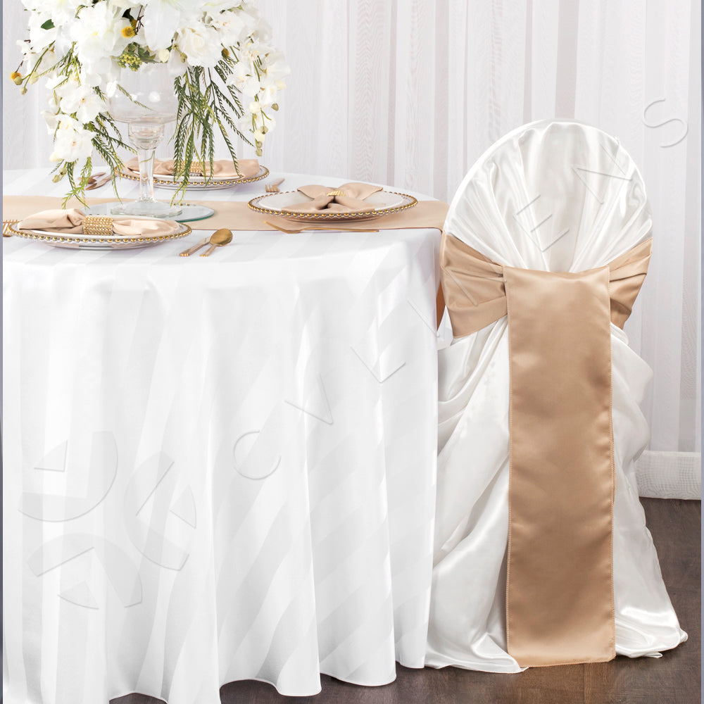 Universal Satin Self Tie Chair Cover - White - CV Linens