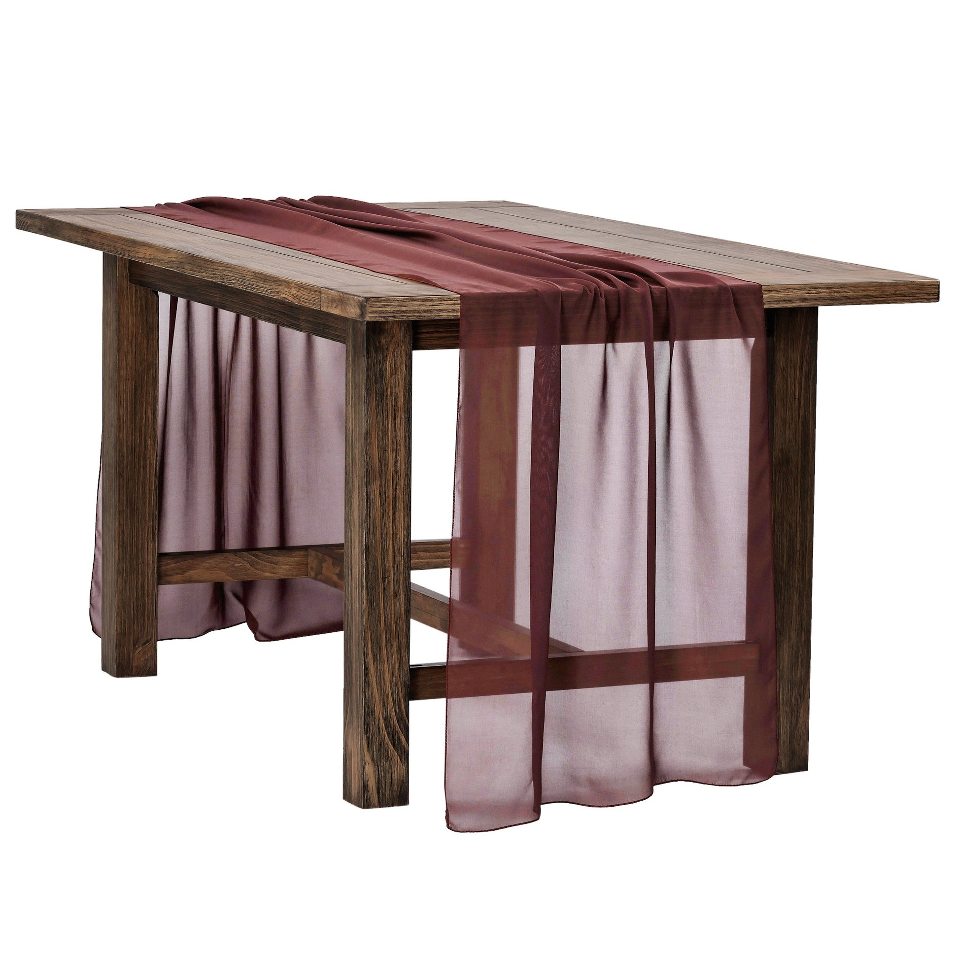 Chiffon Wedding Table Runner 27"x120" - Burgundy - CV Linens