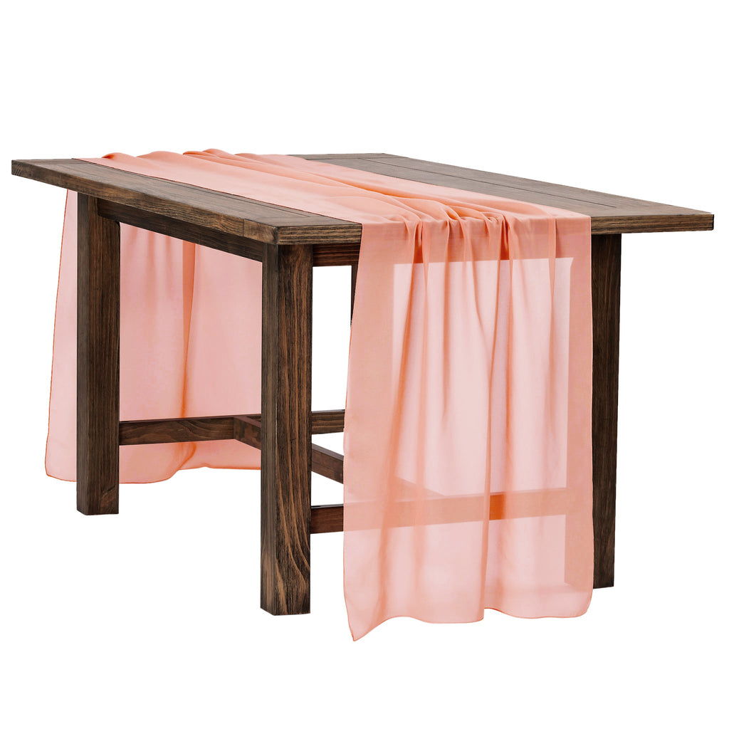 Chiffon Wedding Table Runner 27"x120" - Coral - CV Linens