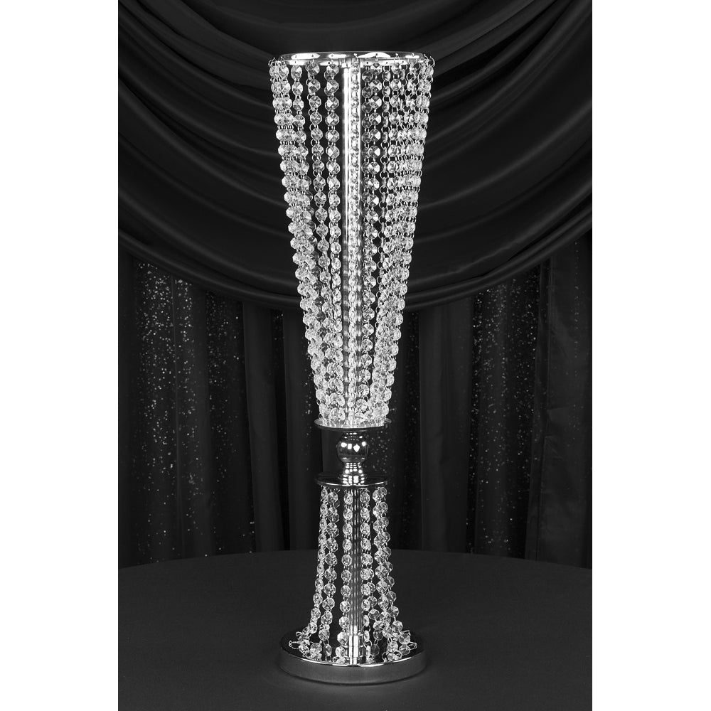 Crystal Column Tabletop Centerpiece - Silver - CV Linens