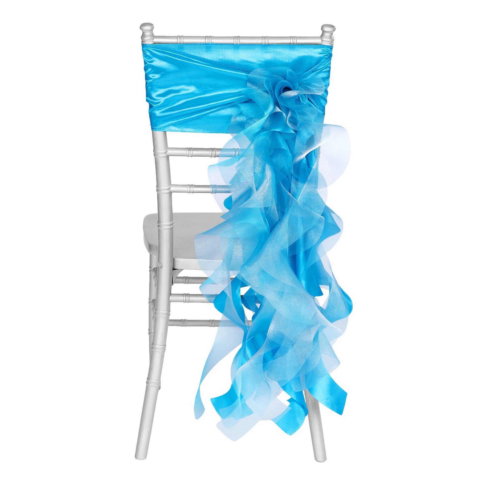 Curly Willow Chair Sash - Aqua Blue - CV Linens