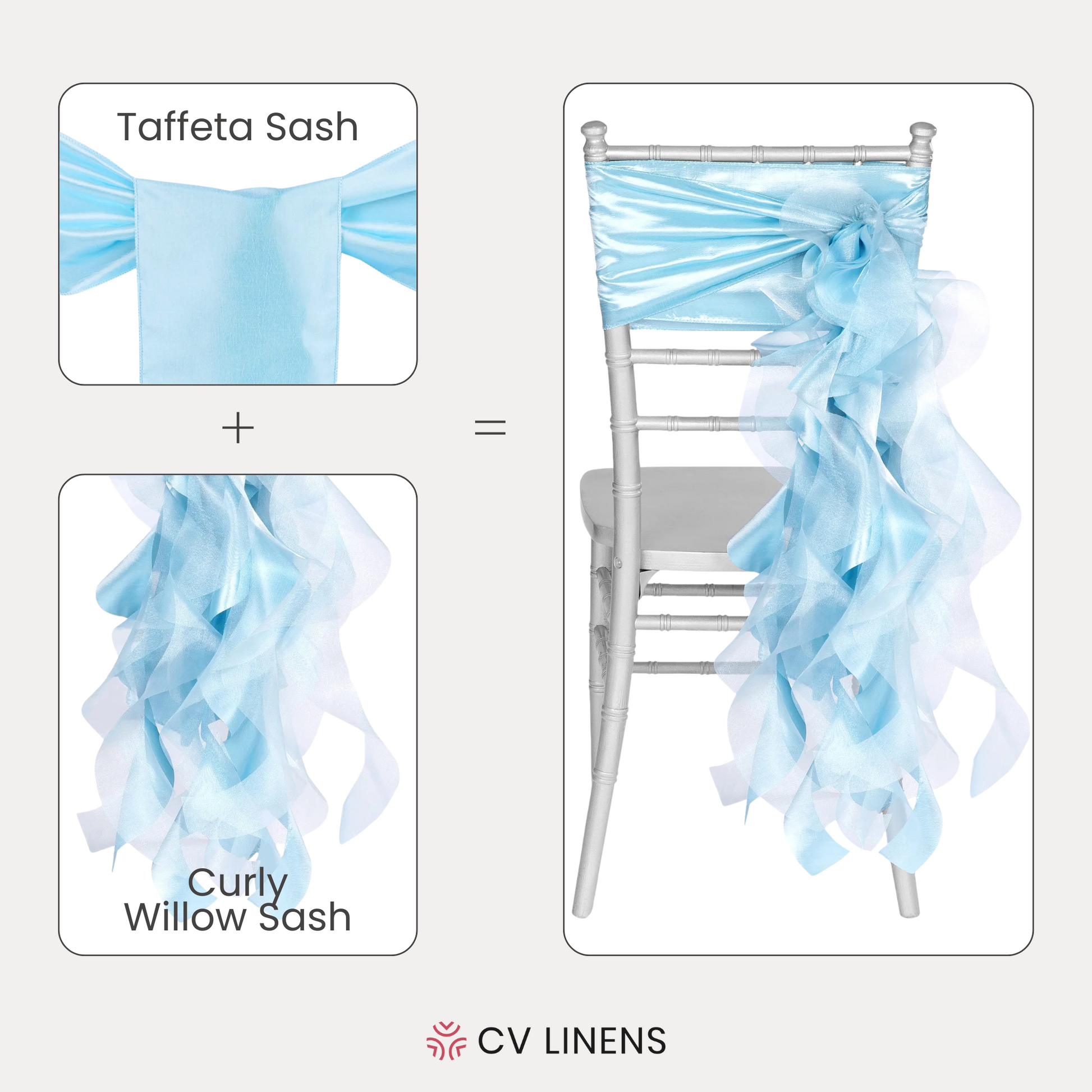 Curly Willow Chair Sash - Baby Blue - CV Linens