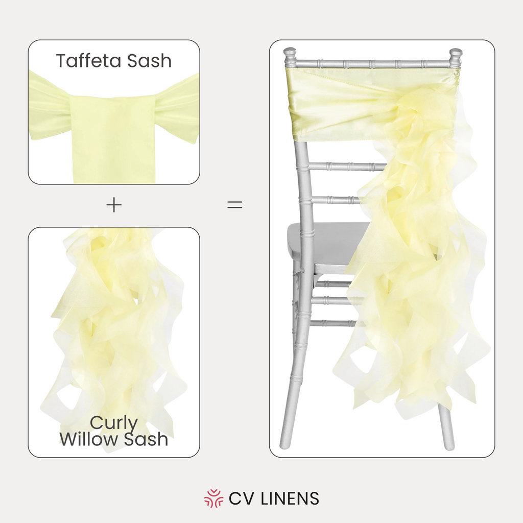 Curly Willow Chair Sash - Pastel Yellow - CV Linens