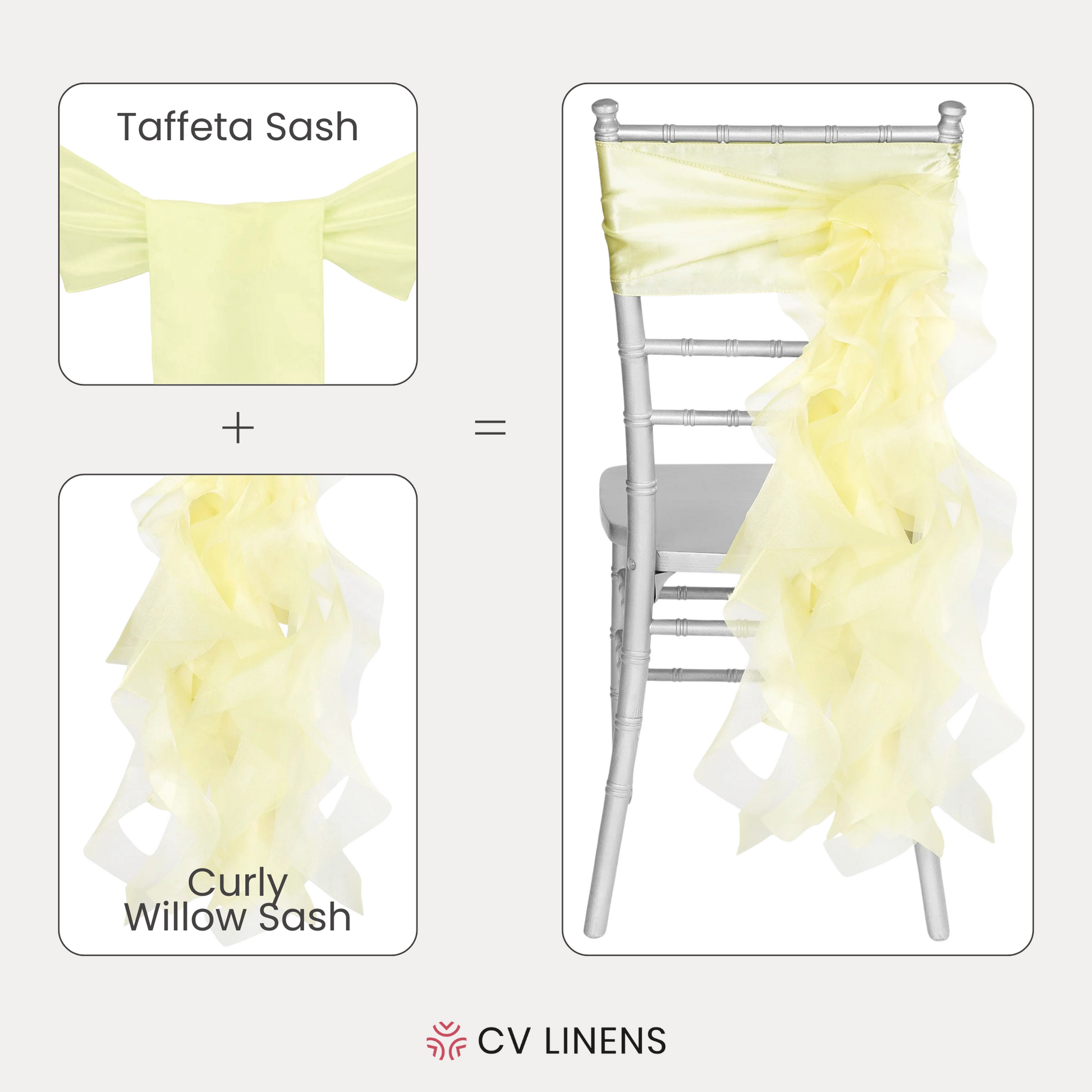 Curly Willow Chair Sash - Pastel Yellow - CV Linens