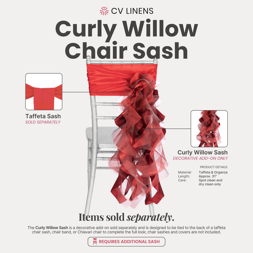 Curly Willow Chair Sash - Apple Red - CV Linens