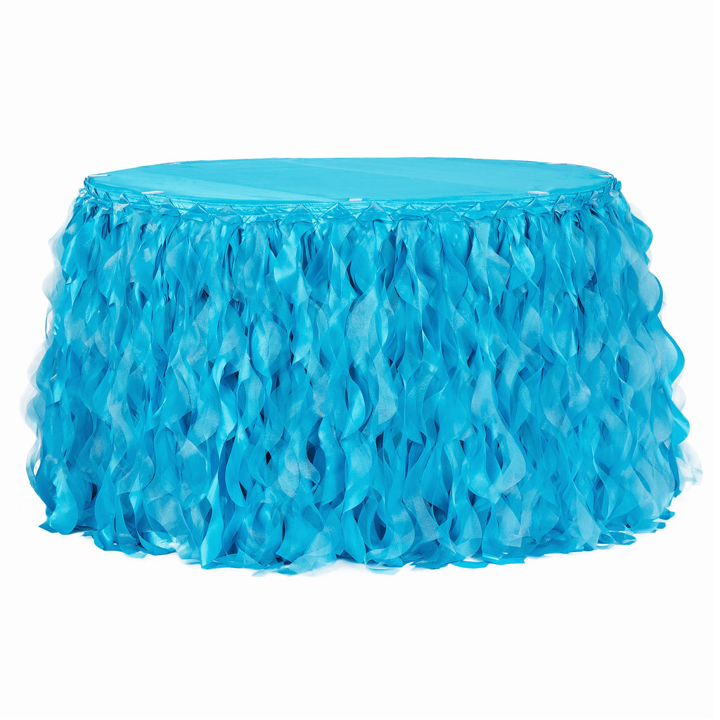 Curly Willow 17ft Table Skirt - Aqua Blue - CV Linens