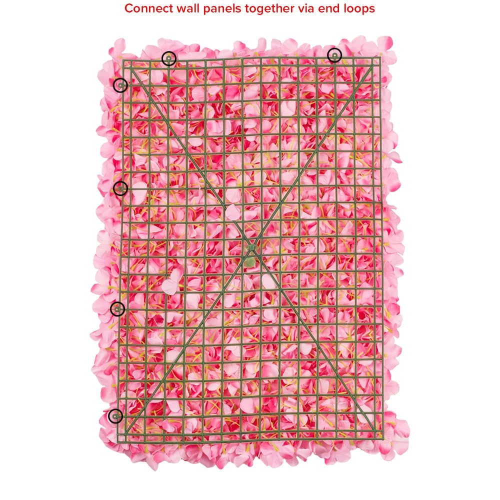 Silk Hydrangeas Flower Wall Backdrop Panel - Pink - CV Linens