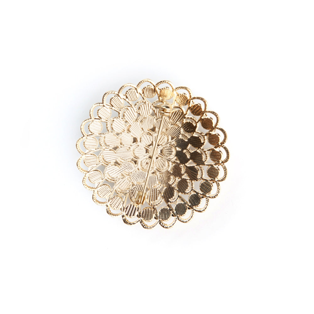 Flower Brooch Rhinestone Chair Pin Sash Buckle - Gold - CV Linens