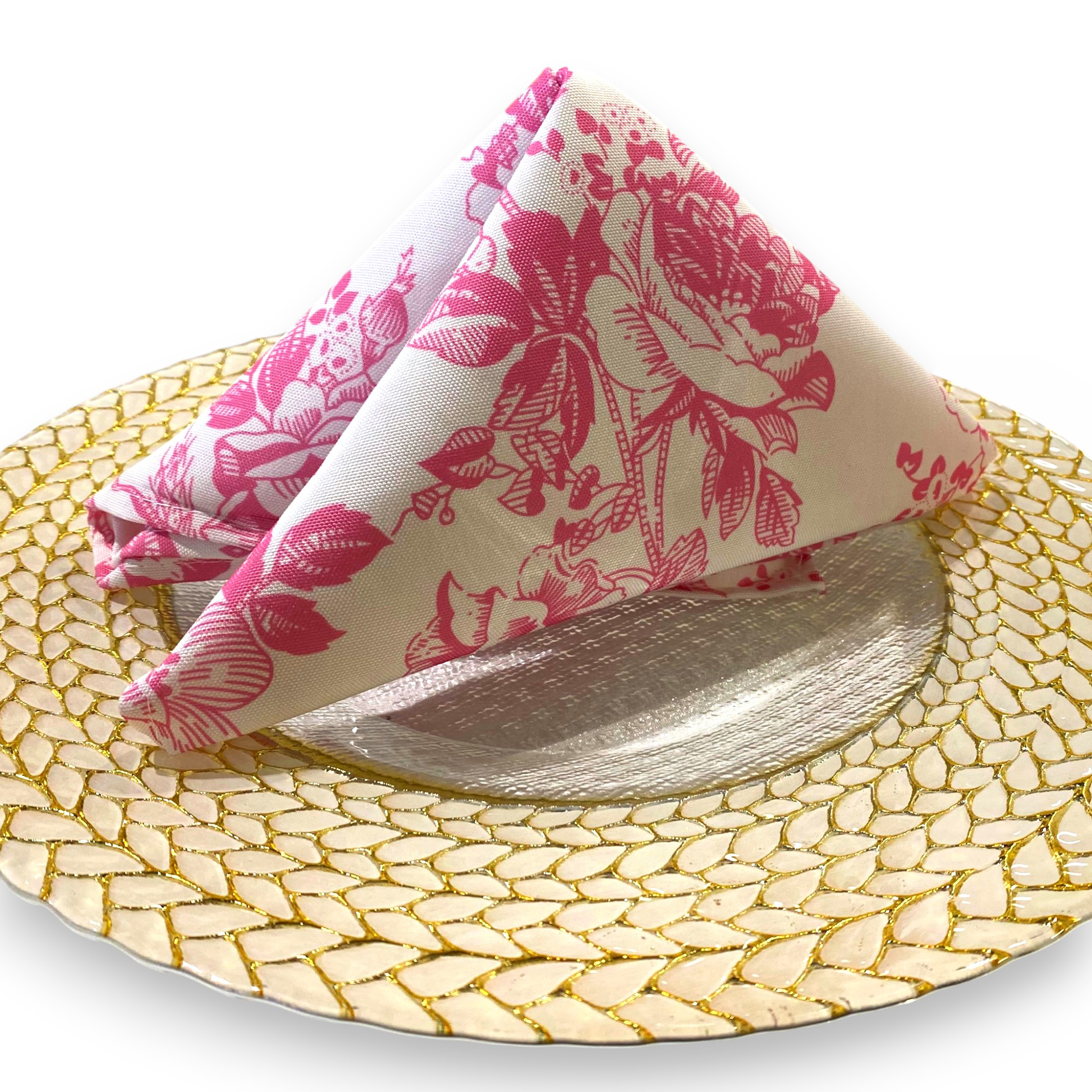 French Toile 20"x20" Linen Napkin (5pc/pk) - Pink - CV Linens