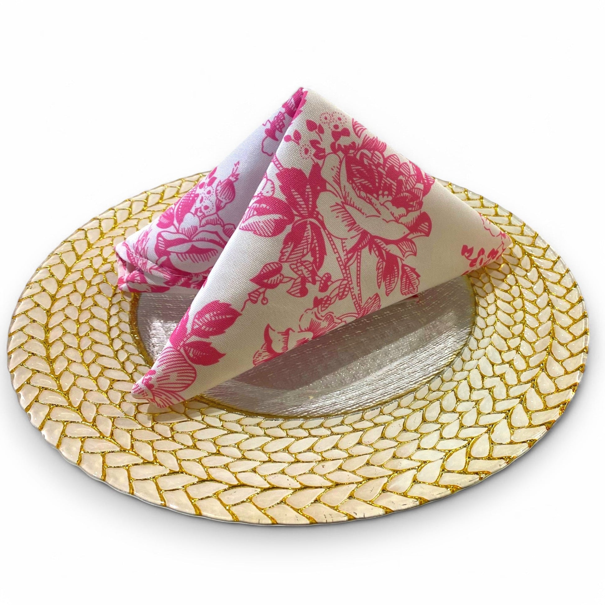 French Toile 20"x20" Linen Napkin (5pc/pk) - Pink - CV Linens