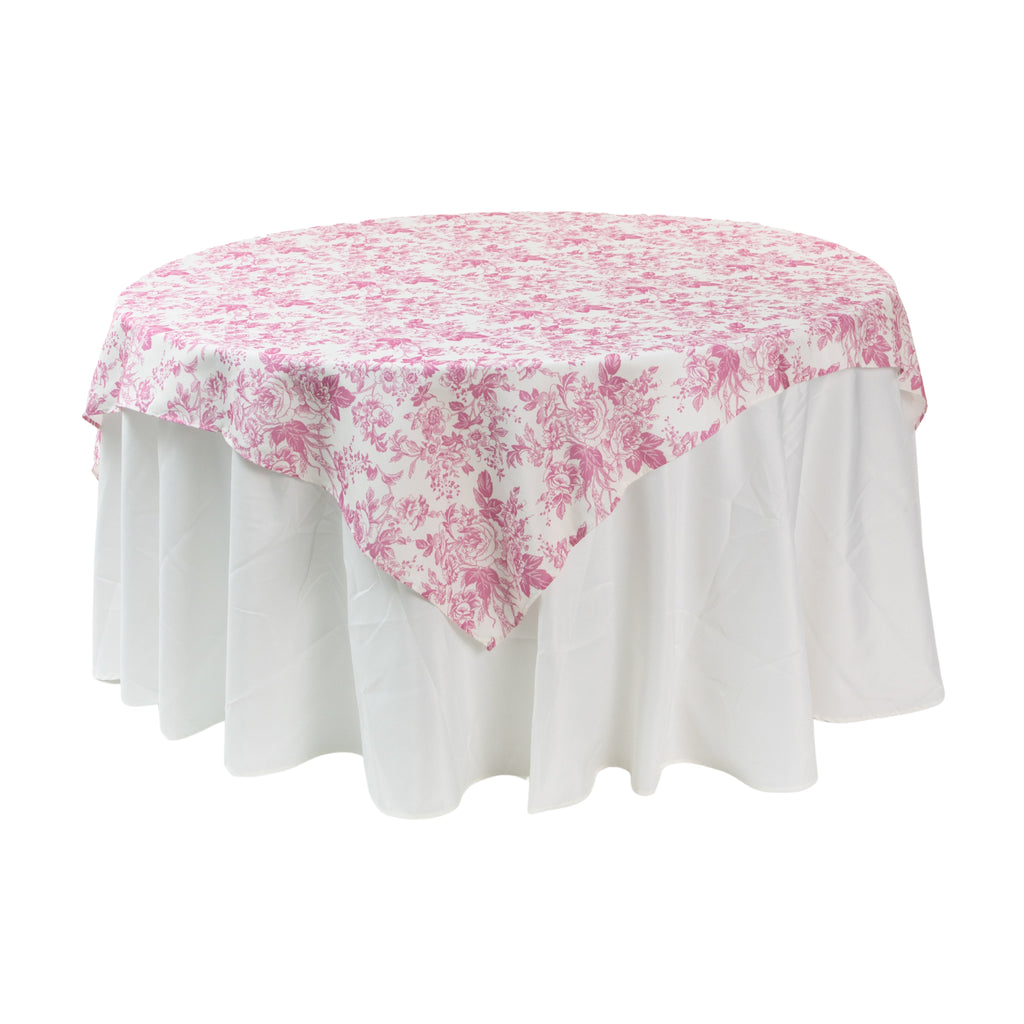 French Toile 72" Square Tablecloth/Overlay - Pink