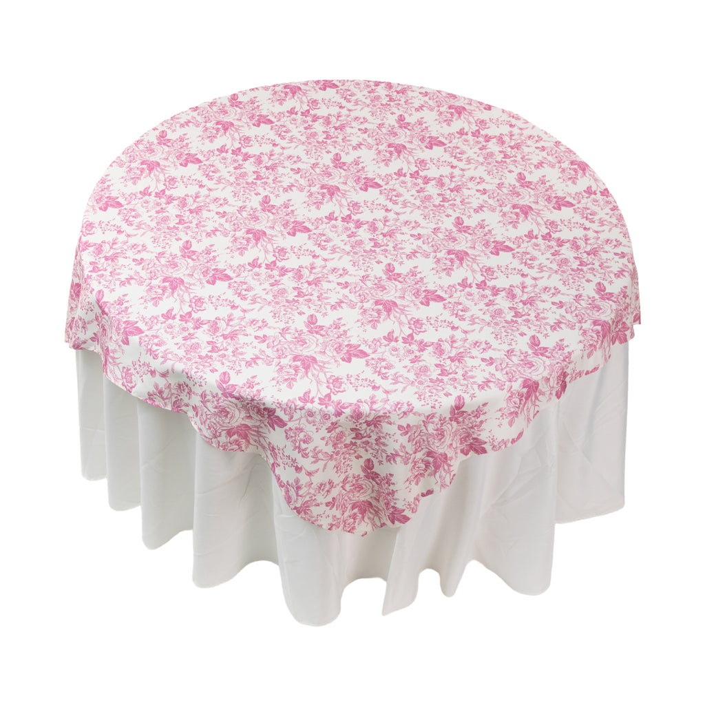 French Toile 72" Square Tablecloth/Overlay - Pink