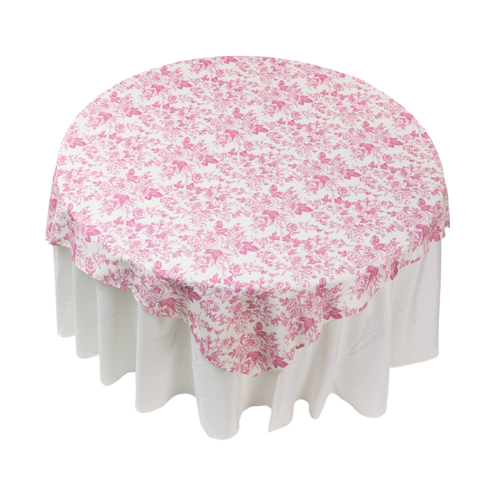 French Toile 72" Square Tablecloth/Overlay - Pink