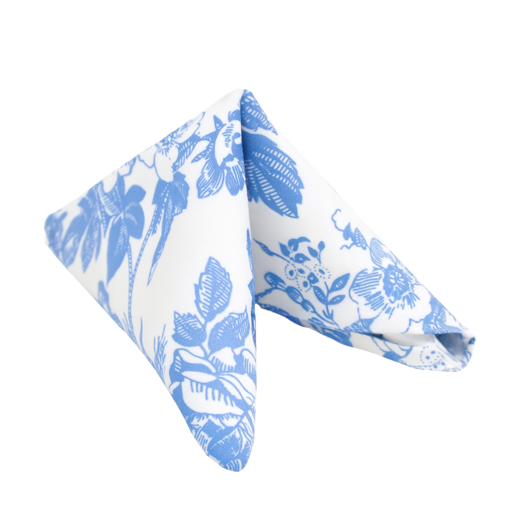 French Toile 20"x20" Linen Napkin (5pc/pk) - Baby Blue