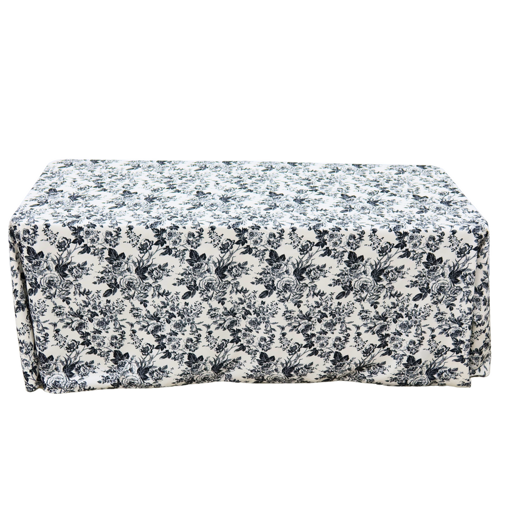 French Toile 90"x132" Rectangular Tablecloth - Black
