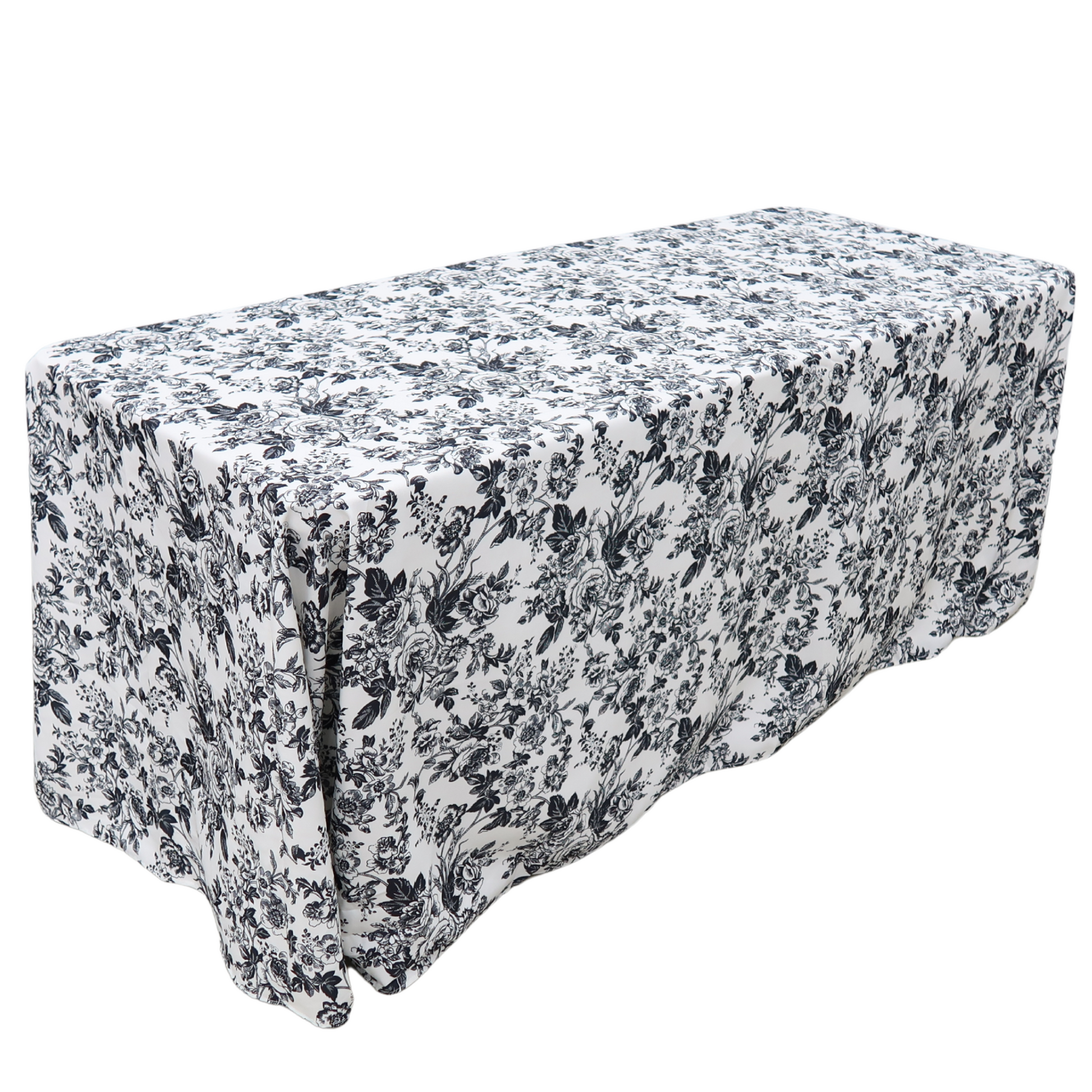 French Toile 90"x132" Rectangular Tablecloth - Black

