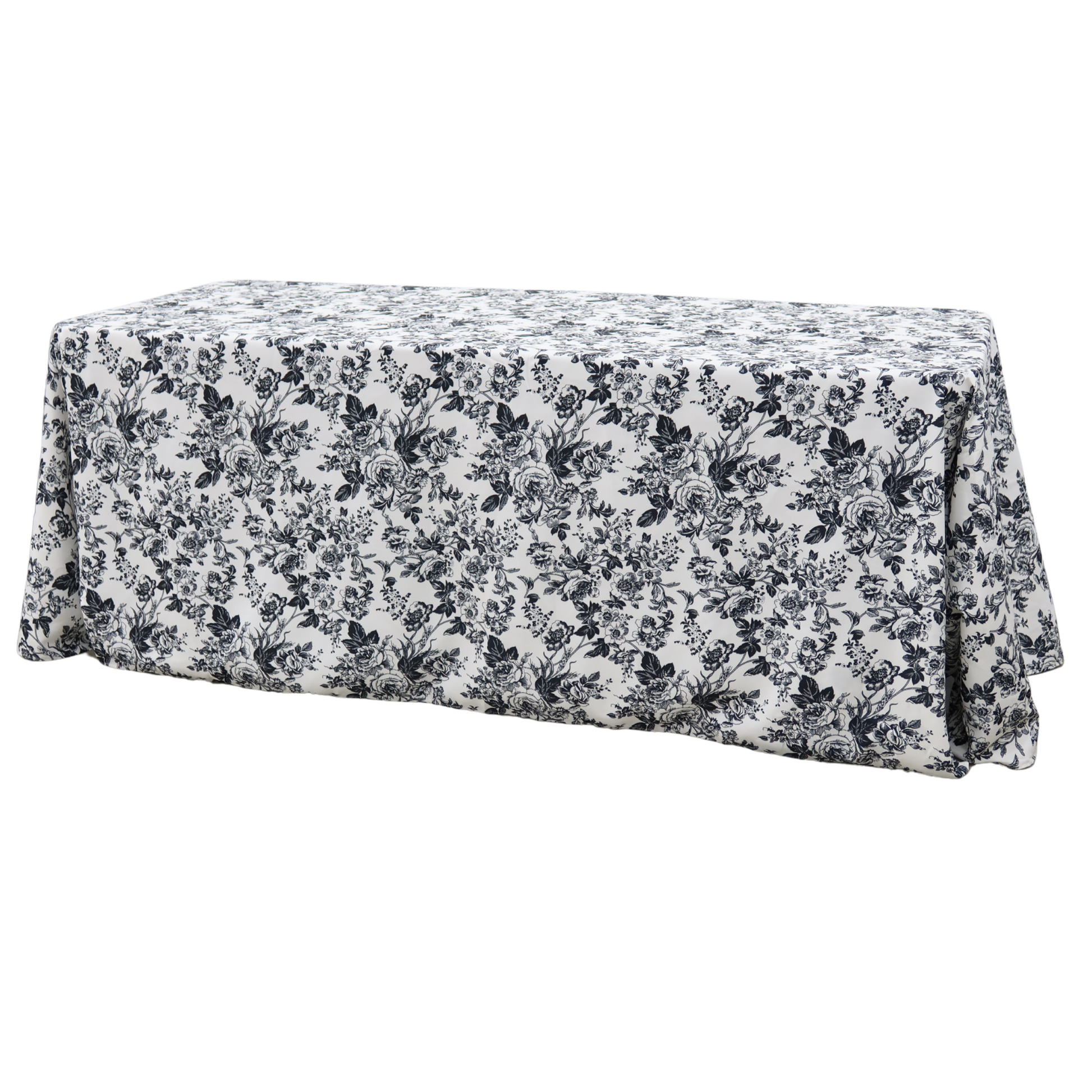 French Toile 90"x132" Rectangular Tablecloth - Black

